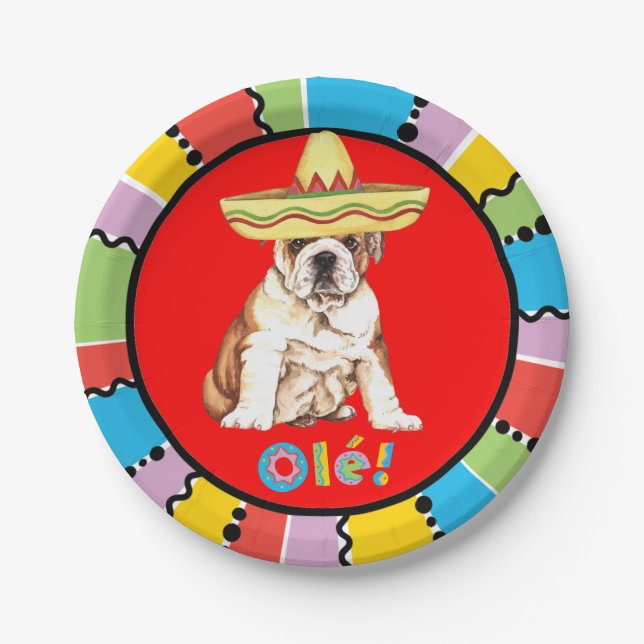 Fiesta-Bulldogge Pappteller (Vorderseite)