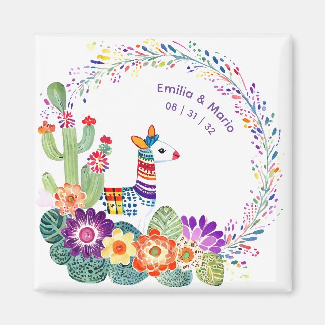 FIESTA Cacti Folkart Blume Custom Magnet (Vorne)
