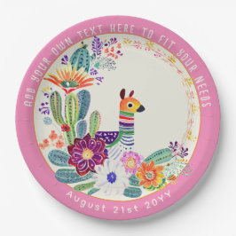 FIESTA Cacti Llama FolkBlumen Pink Custom Pappteller