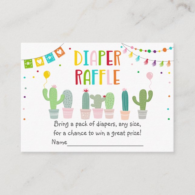 Fiesta Cactus Baby Duwer Diaper Raffle Begleitkarte (Vorderseite)