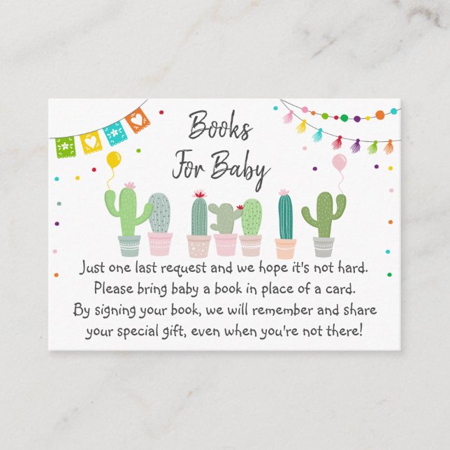 Fiesta Cactus Baby Shower Buchanfrage Begleitkarte (Vorderseite)