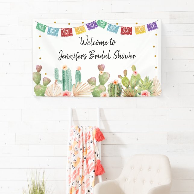 Fiesta Cactus Boho Brautparty Banner (Insitu)