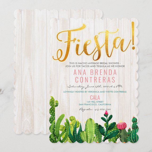 Fiesta Cactus Bridal Dusche Einladung (Vorne/Hinten)