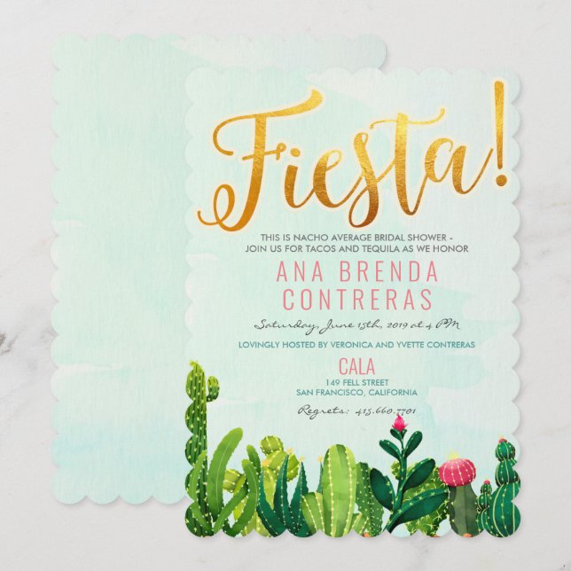 Fiesta Cactus Bridal Dusche Einladung (Vorne/Hinten)