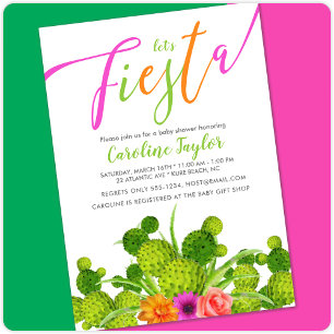 Fiesta Cactus Colorful Floral Baby Shower Einladung