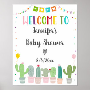 Fiesta Cactus Gender Neutral Baby Shower Willkomme Poster