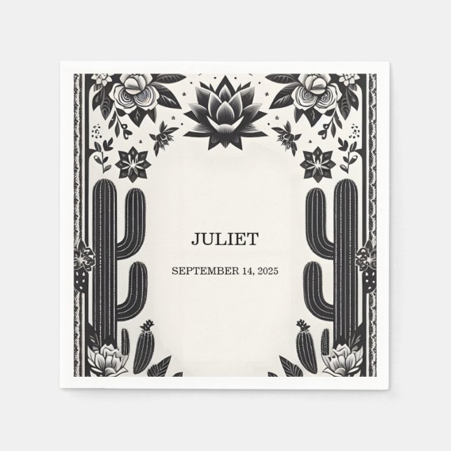 Fiesta Cactus Liebe in Bloom Mexicans Brautparty Serviette (Vorderseite)