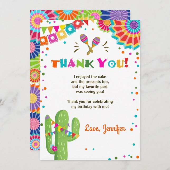 Fiesta Cactus Mexican Nacho Average Danke-Card Einladung (Vorne/Hinten)