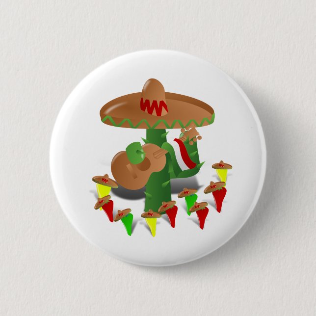 Fiesta Cactus mit Gitarren- und Tanzgitarren-Papri Button (Vorderseite)