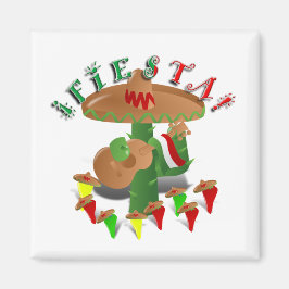Fiesta Cactus mit Gitarren- und Tanzgitarren-Papri Magnet