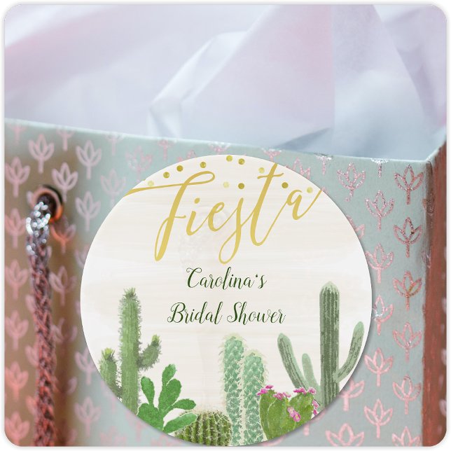 Fiesta Cactus Taco Bout Liebe Gold Brautparty Runder Aufkleber (Von Creator hochgeladen)