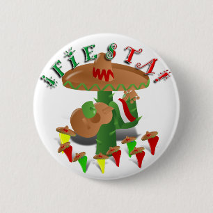 Fiesta Cactus w/Sombrero & Guitar Button