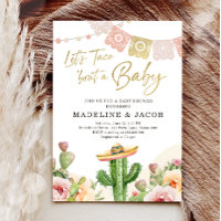 Fiesta Cactus Watercolor Baby Couples Shower Invit