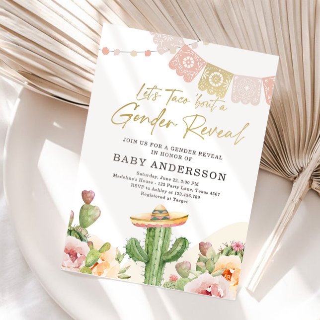 Fiesta Cactus Watercolor Baby Gender Reveal Party Einladung (Von Creator hochgeladen)