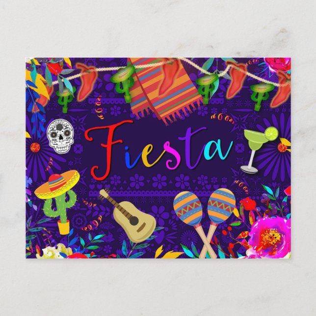 Fiesta Celebration Geburtstagsparty Cinco De Mayo Postkarte (Vorderseite)