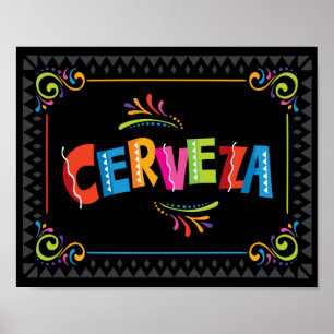 Fiesta CERVEZA Party Signa Print Poster