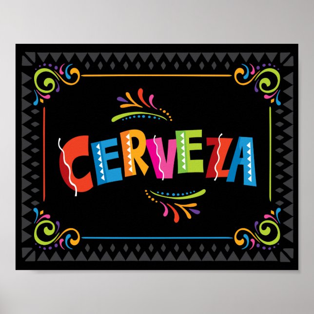 Fiesta CERVEZA Party Signa Print Poster (Vorne)