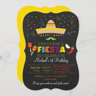 Fiesta Chalkboard Birthday Einladung