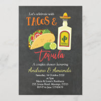Fiesta Chalkboard Tacos und Tequila Einladung
