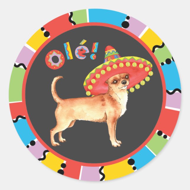 Fiesta Chihuahua Runder Aufkleber (Vorderseite)
