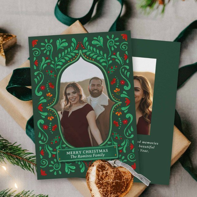 Fiesta Christmas Papel Picado Photo Greeting Card Einladung (Fiesta Merry Christmas Photo Card)