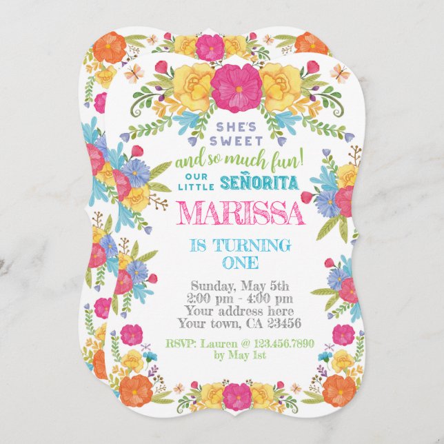 Fiesta, Cinco de mayo Birthday Einladung (Vorne/Hinten)