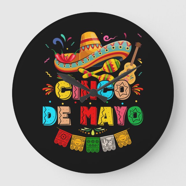 Fiesta Cinco de Mayo Große Wanduhr (Vorderseite)