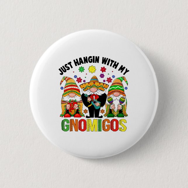 Fiesta Cinco De Mayo mit meinen Gnomen Funny Mexik Button (Vorderseite)