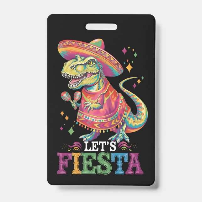 Fiesta Cinco De Mayo T Rex Dinosaur Ausweis (Vorderseite)
