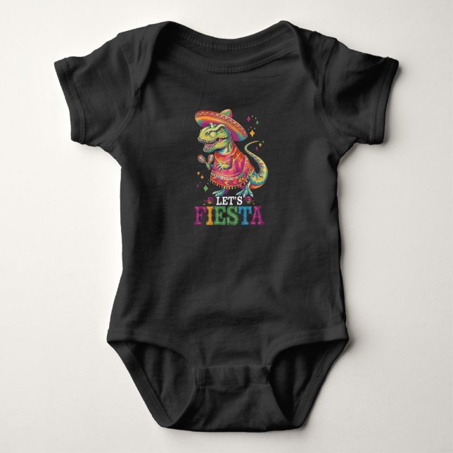 Fiesta Cinco De Mayo T Rex Dinosaur Baby Strampler (Vorderseite)
