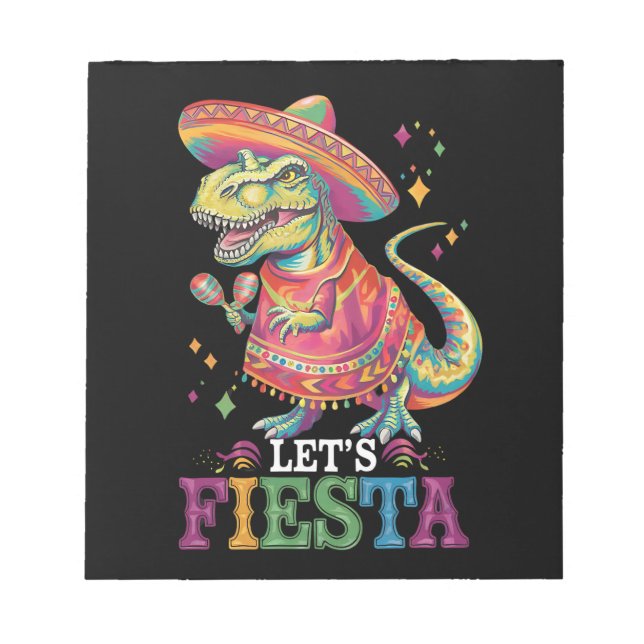 Fiesta Cinco De Mayo T Rex Dinosaur Notizblock (Vorderseite)