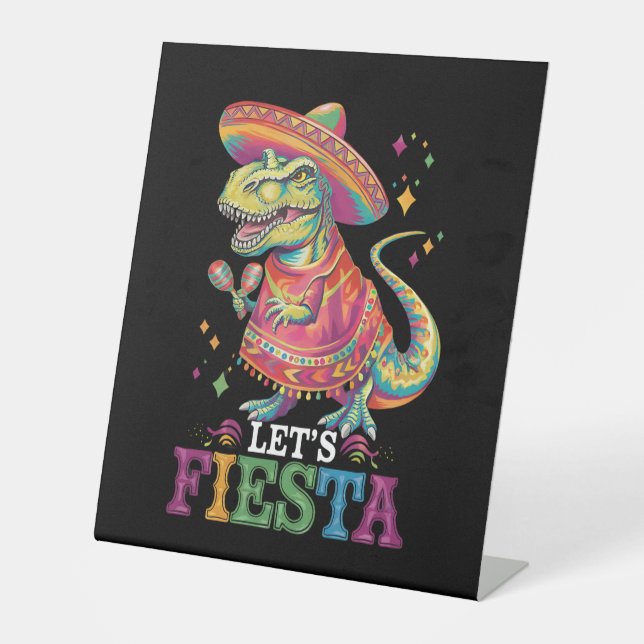 Fiesta Cinco De Mayo T Rex Dinosaur Sockelschild (Vorderseite)