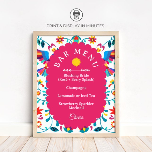 Fiesta Cocktail Bar Menu Bridal Shower Sign Poster (Von Creator hochgeladen)