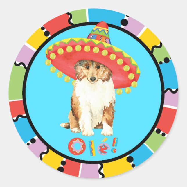 Fiesta Collie Classic Round Sticker (Vorderseite)
