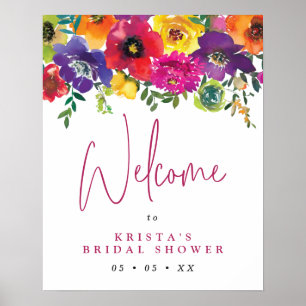 Fiesta Colorful Blume Brautparty Willkommen Poster