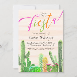 Fiesta Colorful Cactus succulents Brautparty Einladung