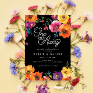 Fiesta Colorful Floral Black Probe Dinner Einladung