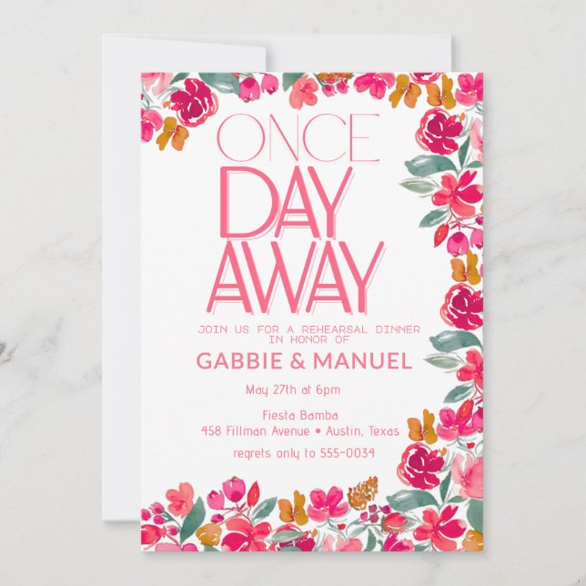 Fiesta Colorful Floral Black Probe Dinner Einladung (Vorderseite)