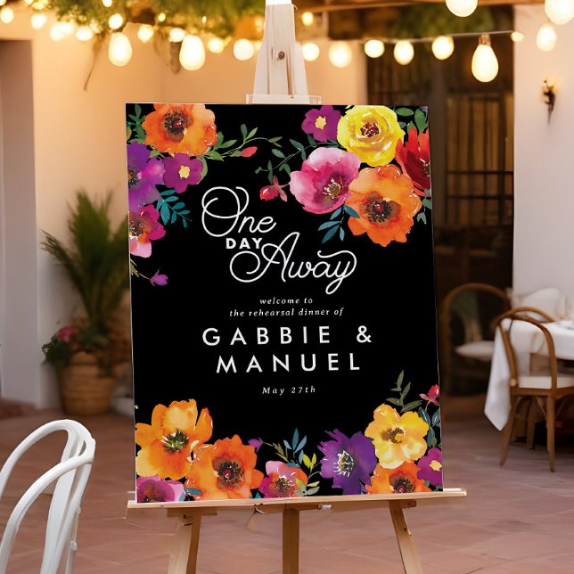 Fiesta Colorful Floral Black Probe Dinner Untersch Poster (Von Creator hochgeladen)