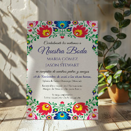 Fiesta Colorful Floral Botanical Spanish Wedding Einladung
