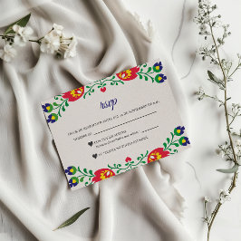 Fiesta Colorful Floral Botanical Spanish Wedding RSVP Karte