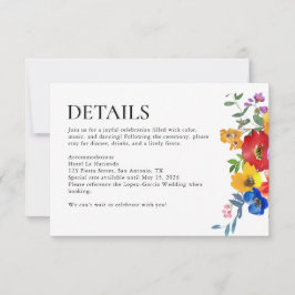 Fiesta Colorful Floral Mexico Wedding Details RSVP Karte