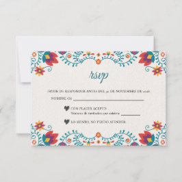 Fiesta Colorful Floral Spanish Wedding RSVP Karte
