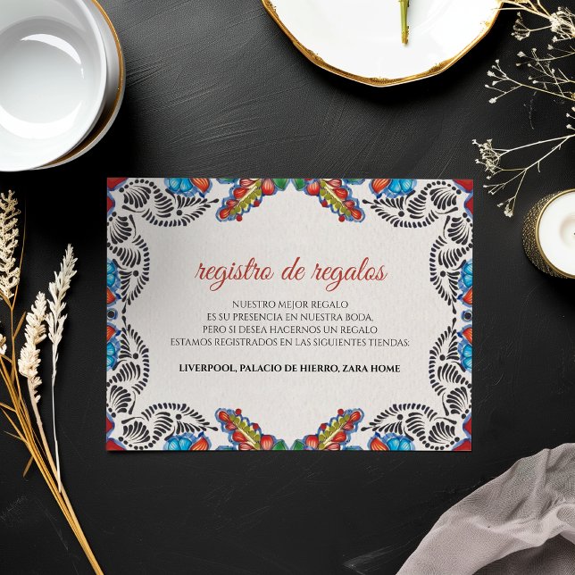 Fiesta Colorful Flowers Botanical Spanish Wedding Begleitkarte (Fiesta Colorful Flowers Botanical Spanish Wedding Enclosure Card)