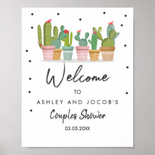 Fiesta Couples shower Cactus Bridal Welcome Sign Poster