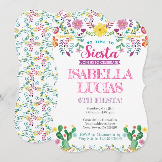 Fiesta, cumpleaños de Cinco de Mayo Einladung (Vorne/Hinten)