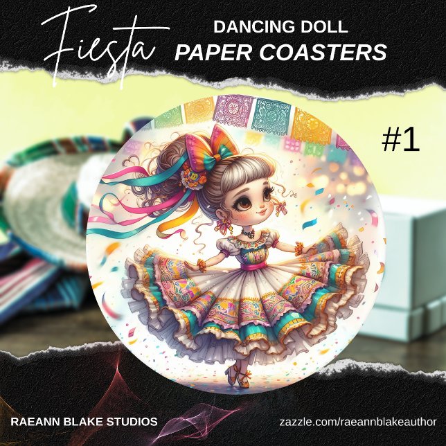 Fiesta Dancing Doll (#1) Paper Coaster Sets Runder Pappuntersetzer (Von Creator hochgeladen)