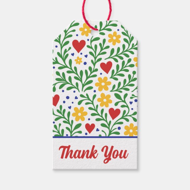 Fiesta de Amor Bold farbenfrohe Blumenhochzeit Geschenkanhänger (Vorderseite)