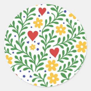 Fiesta de Amor Bold farbenfrohe Blumenhochzeit Runder Aufkleber
