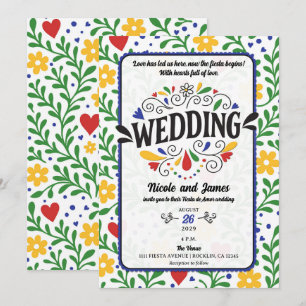 Fiesta de Amor Fette Farbige Florale Hochzeit Einladung